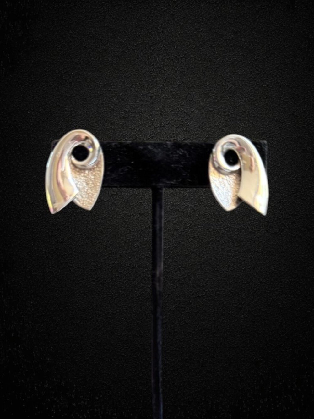 Vintage TEN 925 Sterling Silver Modernist Swirl Stud Earrings 7.3g Textured